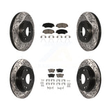 Front Rear Drill Slot Disc Brake Rotor Ceramic Pad Kit For Honda Civic Acura ILX