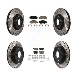 Front Rear Drill Slot Disc Brake Rotor Ceramic Pad Kit For Honda Civic Acura ILX