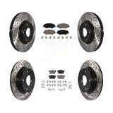 Front Rear Drill Slot Disc Brake Rotor Ceramic Pad Kit For Honda Civic Acura ILX