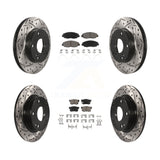 Front Rear Coated Drilled Slot Disc Brake Rotors Ceramic Pad Kit For Honda Civic