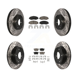 Front Rear Coated Drilled Slotted Disc Brake Rotor Ceramic Pad Kit For Acura CSX