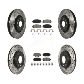 Front Rear Drill Slot Brake Rotor Ceramic Pad Kit For Jeep Cherokee Chrysler 200