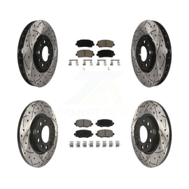 Front Rear Coated Drilled Slot Disc Brake Rotor Ceramic Pad Kit For Chrysler 200