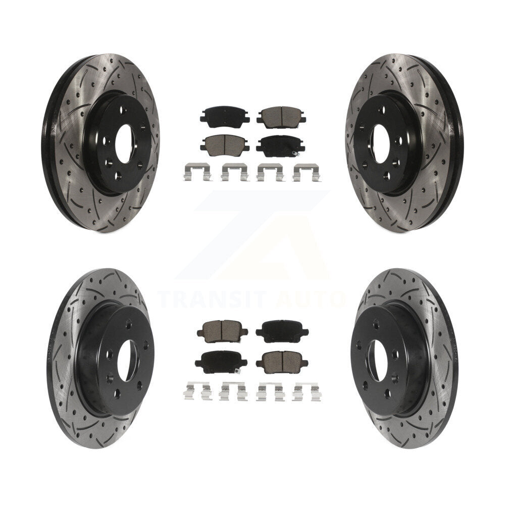 Front Rear Drill Slot Brake Rotors Ceramic Pad Kit For Chevrolet Cruze Volt Bolt