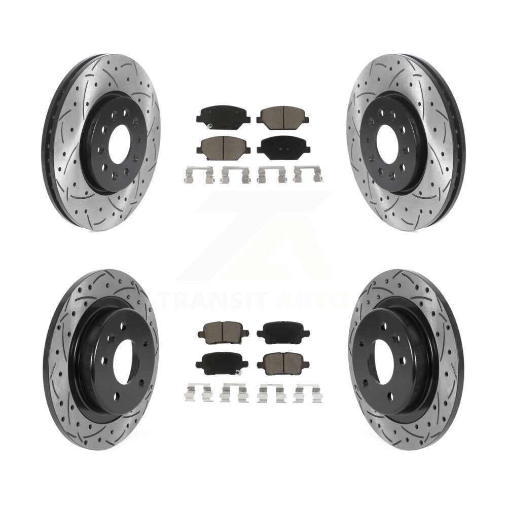 Front Rear Drill Slot Disc Brake Rotor Ceramic Pad Kit For Chevrolet Equinox GMC