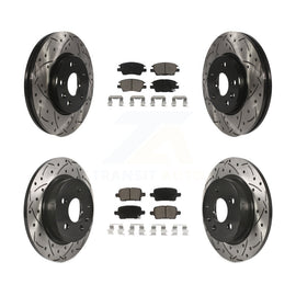 Front Rear Coat Drill Slot Disc Brake Rotors Ceramic Pad Kit For Chevrolet Cruze