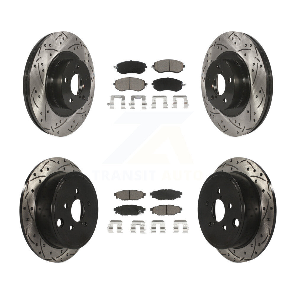 Front Rear Drilled Slot Brake Rotor & Ceramic Pad Kit For Subaru Impreza Outback