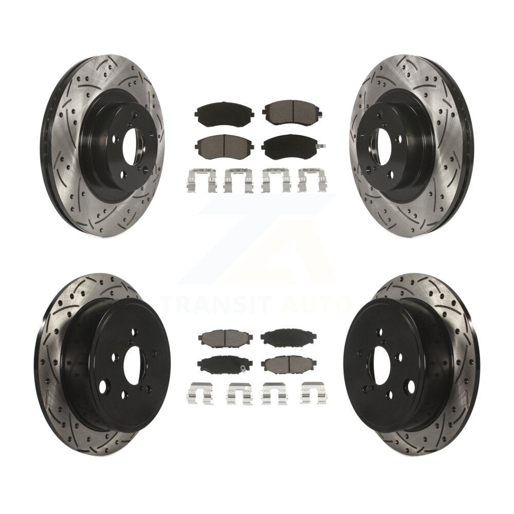 Front Rear Drilled Slot Brake Rotors Ceramic Pad Kit For Subaru Outback Forester
