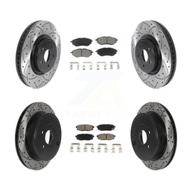 Front Rear Drill Slot Disc Brake Rotor Ceramic Pad Kit For Subaru Outback Legacy