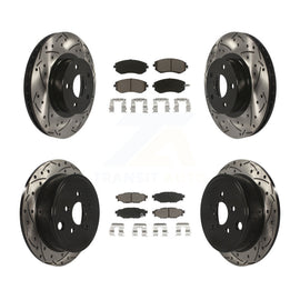 Front Rear Coated Drill Slot Disc Brake Rotor Ceramic Pad Kit For Subaru Impreza