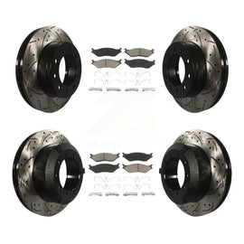 Front Rear Drill Slot Disc Brake Rotor Ceramic Pad Kit For Ford F-450 Super Duty