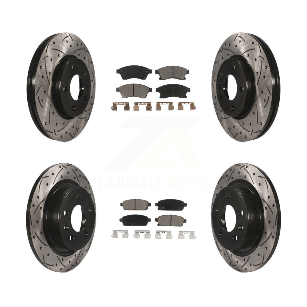 [Front+Rear] 2012-2013 Buick Verano Performance Drilled & Slotted Brake Rotor & Ceramic Pads Kit For Max Braking