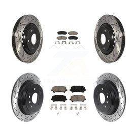 [Front+Rear] 2019-2022 Honda Passport Performance Drilled & Slotted Brake Rotor & Ceramic Pads Kit For Max Braking