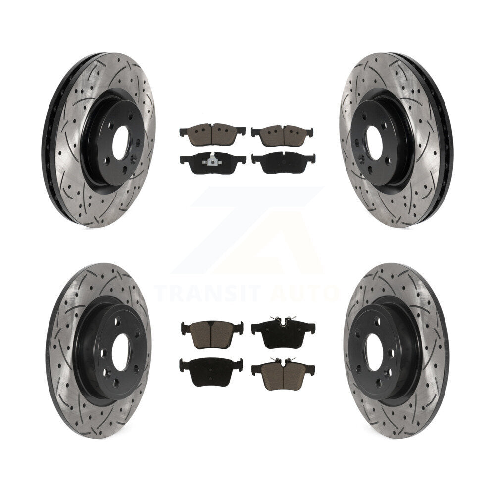 Front Rear Drill Slot Brake Rotor Ceramic Pad Kit For Land Rover Discovery Sport