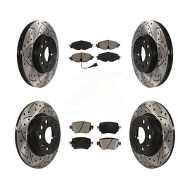 Front Rear Drill Slot Brake Rotor Ceramic Pad Kit For Volkswagen Golf SportWagen