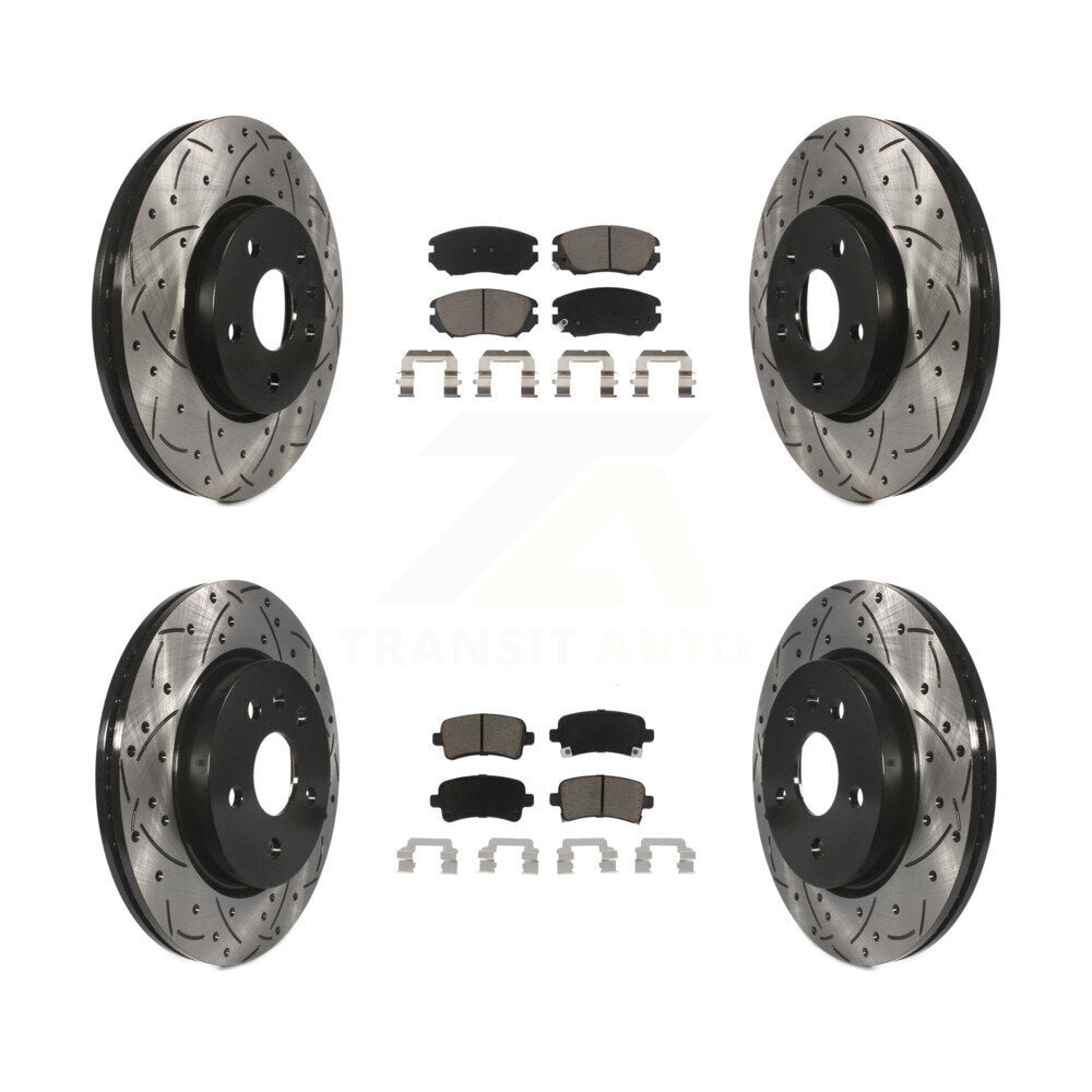 Front Rear Drilled Slot Brake Rotors Ceramic Pad Kit For Chevrolet Malibu Impala