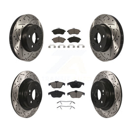 Front Rear Drilled Slot Brake Rotors Ceramic Pad Kit For Mercedes-Benz C300 C250