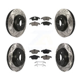 Front Rear Drilled Slot Brake Rotors Ceramic Pad Kit For Mercedes-Benz E350 C300