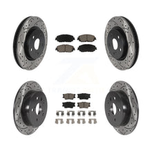 Load image into Gallery viewer, Front Rear Coated Drilled Slot Disc Brake Rotor Ceramic Pad Kit For Toyota Camry