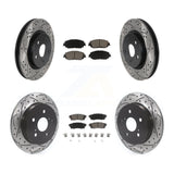 Front Rear Drilled Slot Brake Rotors Ceramic Pad Kit For Toyota Camry RAV4 Lexus