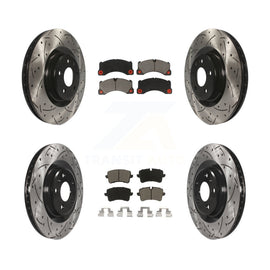 [Front+Rear] 2017 Porsche Macan Base Performance Drilled & Slotted Brake Rotor & Ceramic Pads Kit For Max Braking