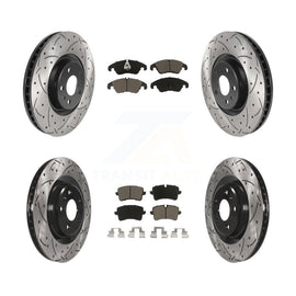 Front Rear Coated Drilled Slotted Disc Brake Rotor & Ceramic Pad Kit For Audi A6
