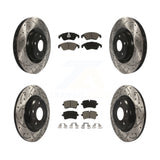 Front Rear Coated Drilled Slotted Disc Brake Rotor & Ceramic Pad Kit For Audi A6