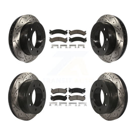 Front Rear Drilled Slot Brake Rotor Ceramic Pad Kit For Chevrolet Silverado 2500