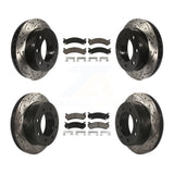 Front Rear Drilled Slot Brake Rotor Ceramic Pad Kit For Chevrolet Silverado 2500