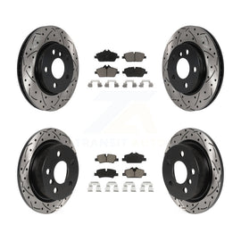 Front Rear Coated Drilled Slot Disc Brake Rotors Ceramic Pad Kit For Mini Cooper