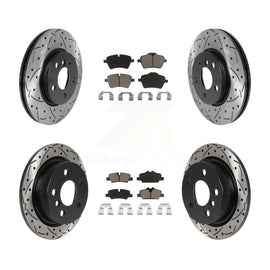 Front Rear Coated Drilled Slot Disc Brake Rotors Ceramic Pad Kit For Mini Cooper