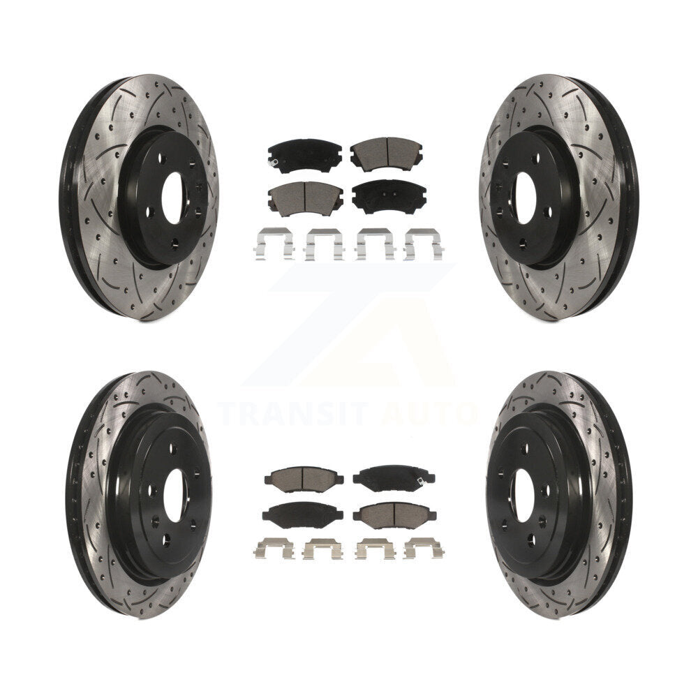 Front Rear Drilled Slot Brake Rotor & Ceramic Pad Kit For Chevrolet Camaro LT LS