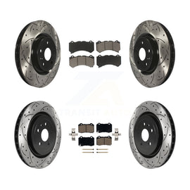 Front Rear Drill Slot Brake Rotors Ceramic Pad Kit For 2014 Chevrolet Camaro ZL1