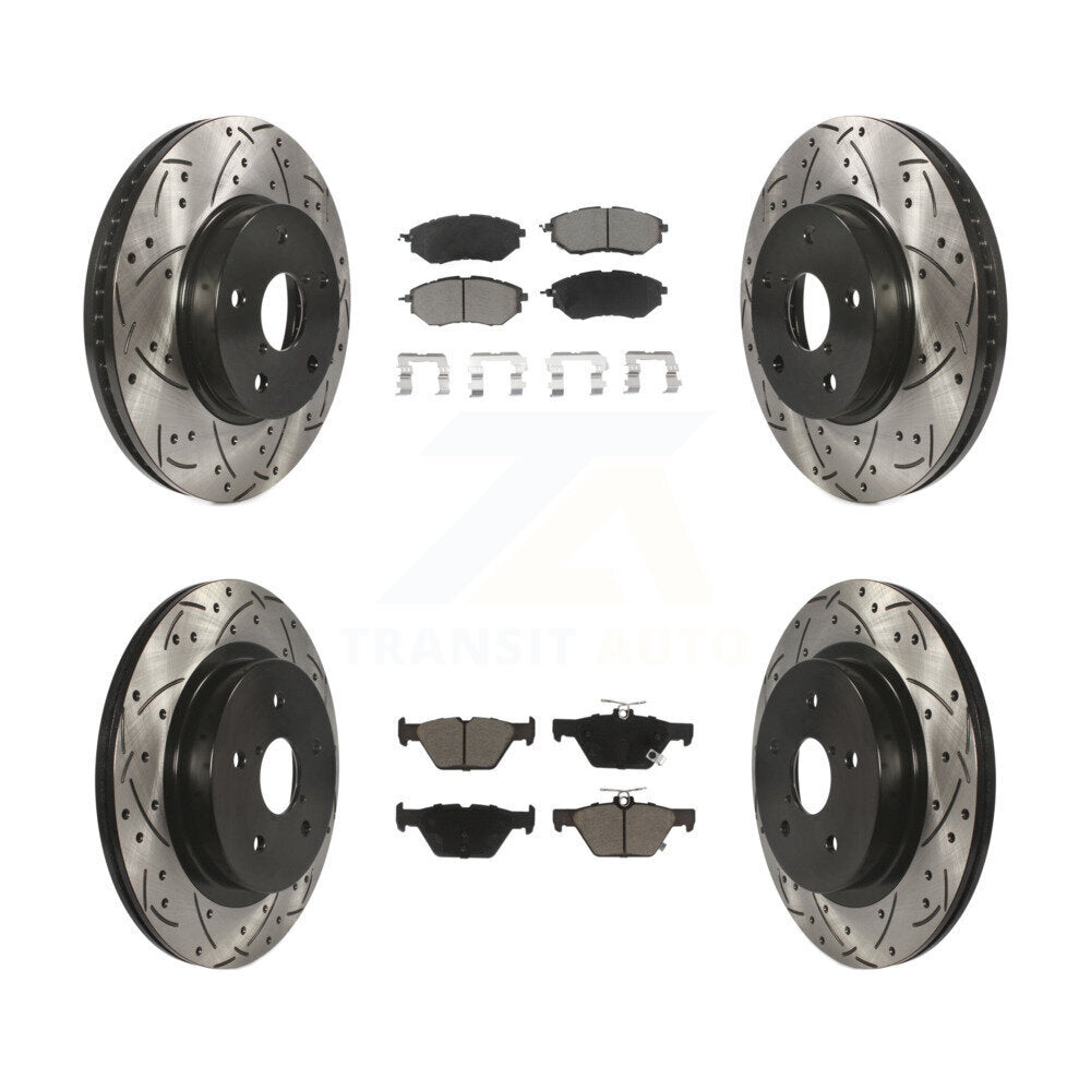 [Front+Rear] 2015 Subaru Legacy 2.5L Performance Drilled & Slotted Brake Rotor & Ceramic Pads Kit For Max Braking