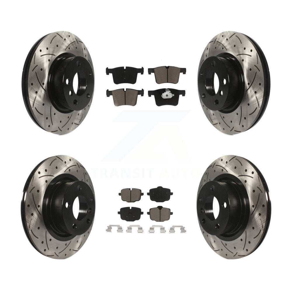 [Front+Rear] 2012 BMW X3 From 10 11 Performance Drilled & Slotted Brake Rotor & Ceramic Pads Kit For Max Braking