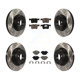 Front Rear Coated Drilled Slotted Disc Brake Rotor Ceramic Pad Kit For BMW X3 X4