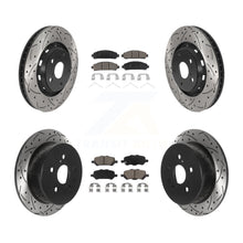 Charger l'image dans la galerie, [Front+Rear] 2009-2016 Toyota Venza Performance Drilled &amp; Slotted Brake Rotor &amp; Ceramic Pads Kit For Max Braking