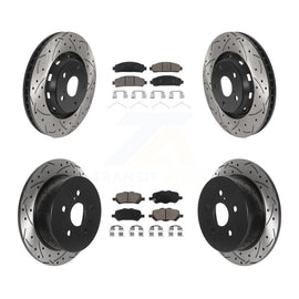 [Front+Rear] 2009-2016 Toyota Venza Performance Drilled & Slotted Brake Rotor & Ceramic Pads Kit For Max Braking