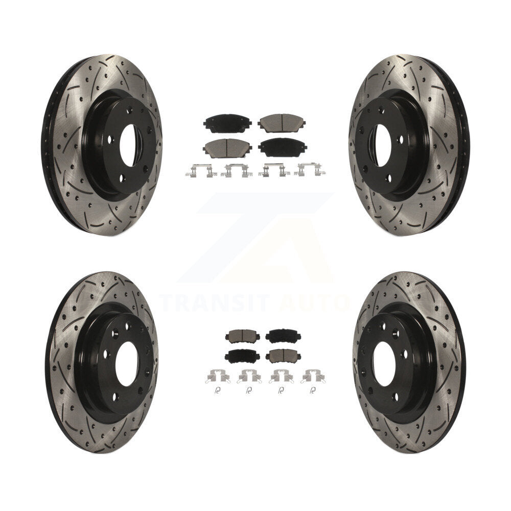 [Front+Rear] 2016-2018 Mazda CX-3 AWD Performance Drilled & Slotted Brake Rotor & Ceramic Pads Kit For Max Braking