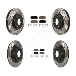 Front Rear Coated Drilled Slot Disc Brake Rotor & Ceramic Pad Kit For Mazda CX-5
