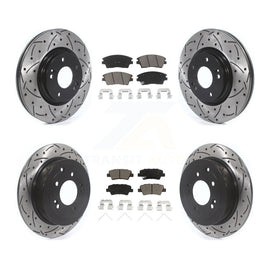 Front Rear Drilled Slot Disc Brake Rotors Ceramic Pad Kit For Hyundai Tucson Kia