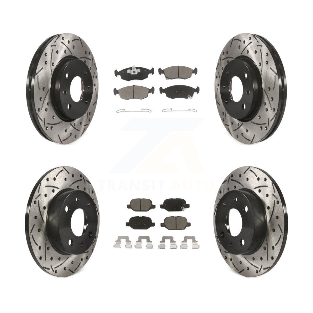 Front Rear Coated Drilled Slotted Disc Brake Rotors Ceramic Pad Kit For Fiat 500