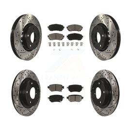 Front Rear Coated Drilled Slotted Disc Brake Rotor & Ceramic Pad Kit For Mazda 6