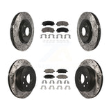 Front Rear Coated Drilled Slot Disc Brake Rotor Ceramic Pad Kit For Nissan Rogue