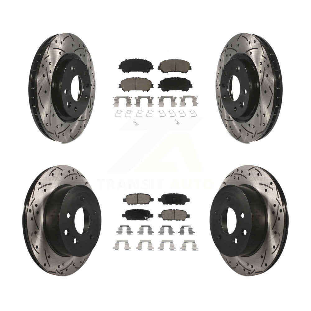 Front Rear Drill Slot Brake Rotor Ceramic Pad Kit For Nissan Rogue Sport Qashqai