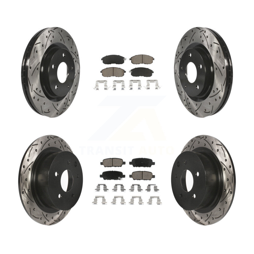 Front Rear Drilled Slot Disc Brake Rotors Ceramic Pad Kit For Nissan Sentra Juke