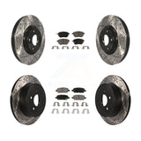 Front Rear Coated Drill Slot Disc Brake Rotors Ceramic Pad Kit For Nissan Murano