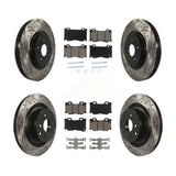 Front Rear Drill Slot Brake Rotor Ceramic Pad Kit For INFINITI G37 Nissan 370Z Z