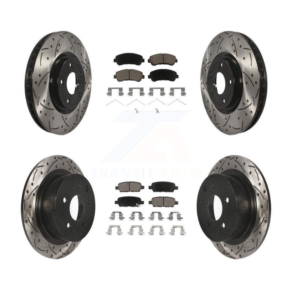 Front Rear Drill Slot Brake Rotors Ceramic Pad Kit For Nissan Sentra SE-R Spec V