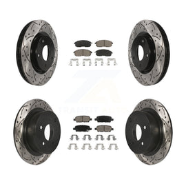 [Front+Rear] 07-12 Nissan Sentra SE-R Performance Drilled & Slotted Brake Rotor & Ceramic Pads Kit For Max Braking